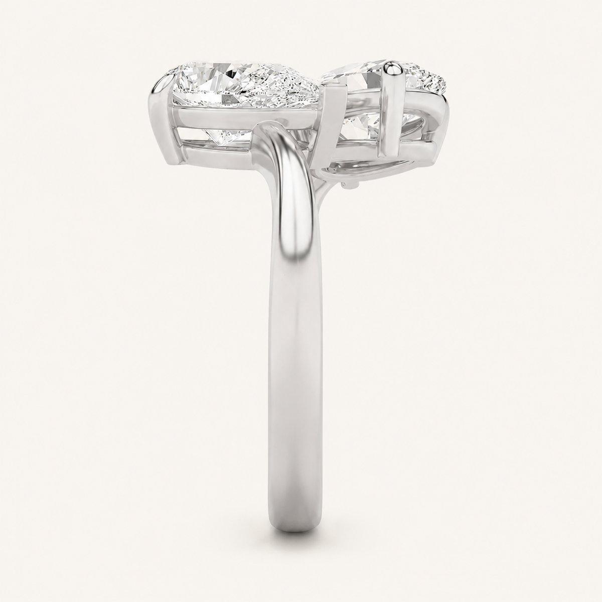 3.00 CT Oval Cut And Pear Cut Lab Grown Diamond Toi et Moi Ring
