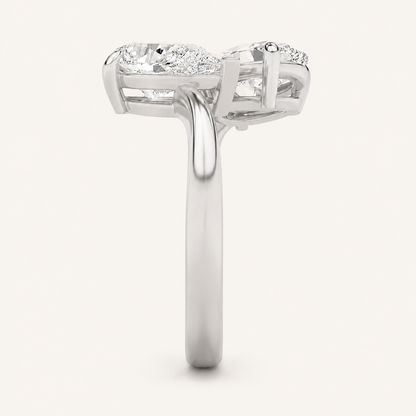 3.00 CT Oval Cut And Pear Cut Lab Grown Diamond Toi et Moi Ring