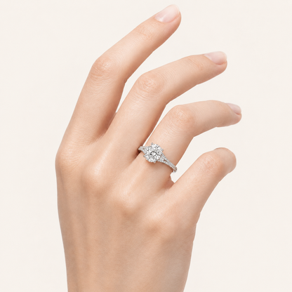 2CT Round Cut Lab Grown Diamond Split Shank Trellis Engagement Ring