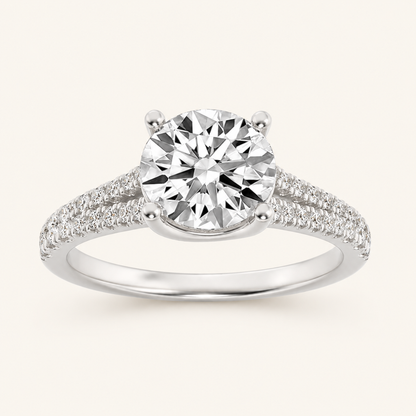 2CT Round Cut Lab Grown Diamond Split Shank Trellis Engagement Ring