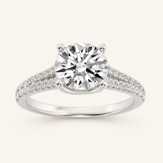 2CT Round Cut Lab Grown Diamond Split Shank Trellis Engagement Ring