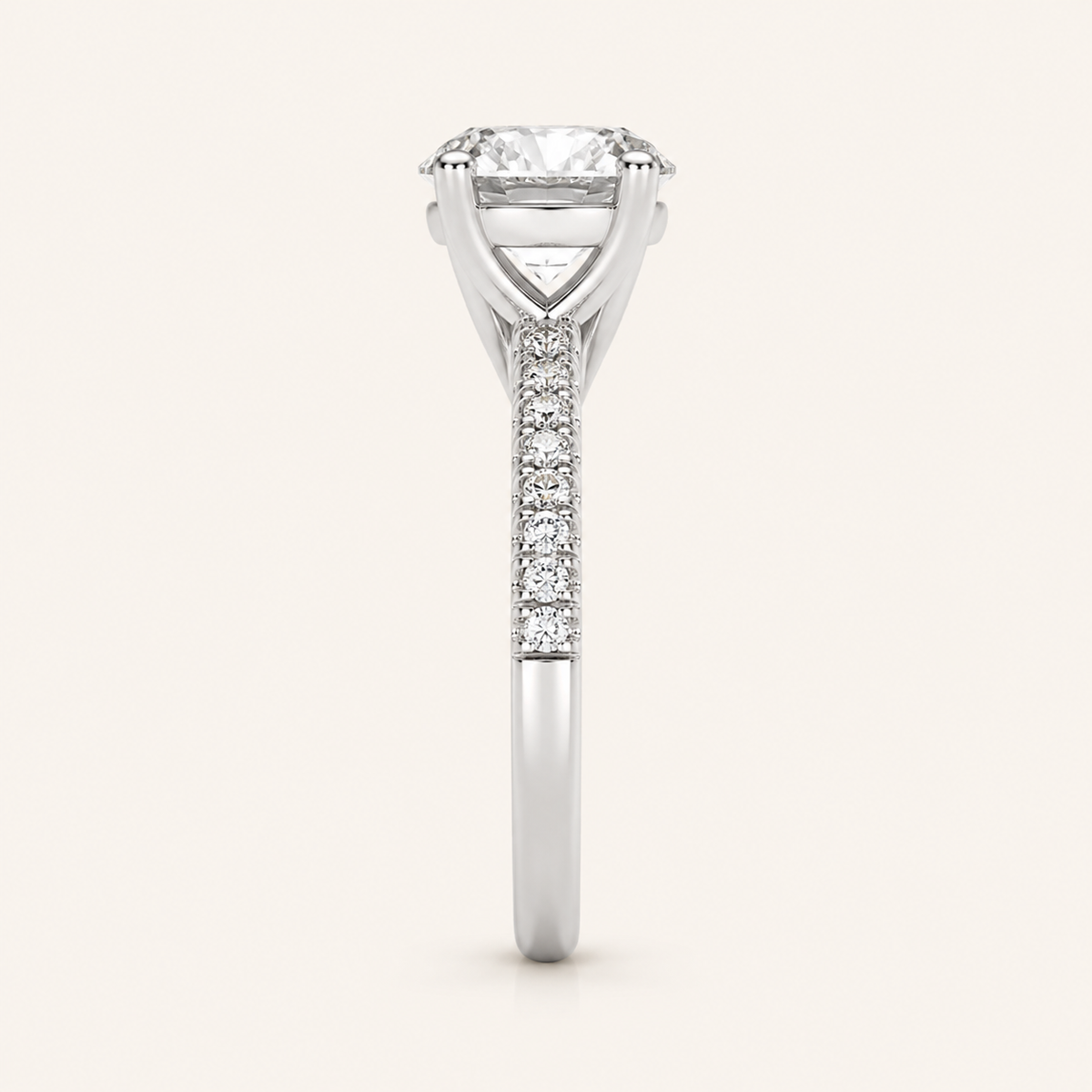 2CT Round Cut Lab Grown Diamond Split Shank Trellis Engagement Ring