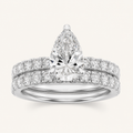 2CT Pear Cut Lab Grown Diamond Classic Accented Bridal Set