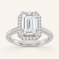 2.5CT Emerald Cut Lab Grown Diamond Halo Accented Engagement Ring