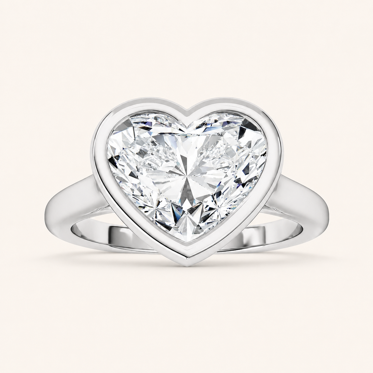 3CT Heart Cut Lab Grown Diamond Bezel Set Ring