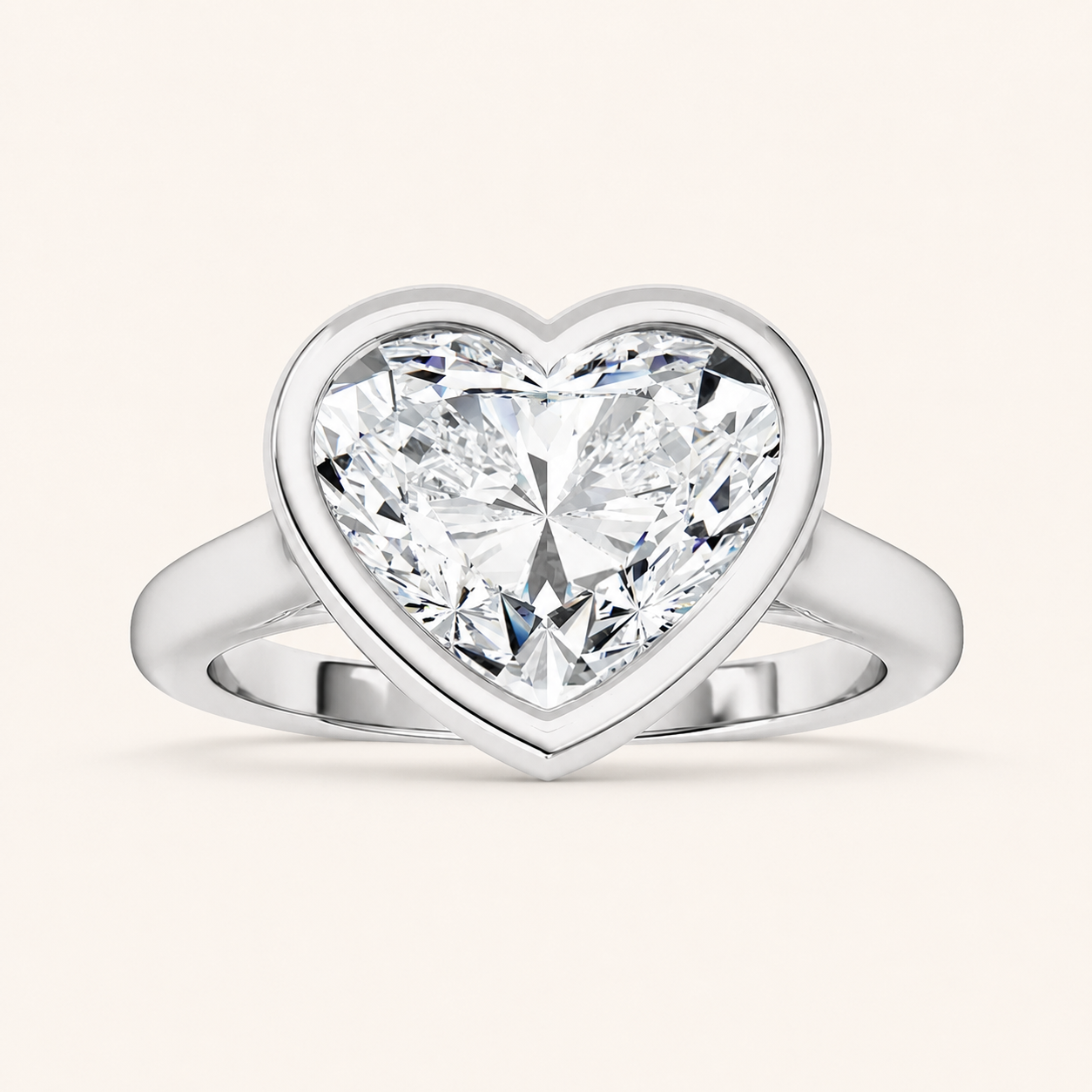 3CT Heart Cut Lab Grown Diamond Bezel Set Ring