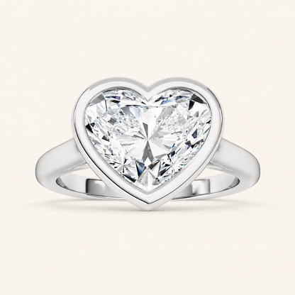 3CT Heart Cut Lab Grown Diamond Bezel Set Ring
