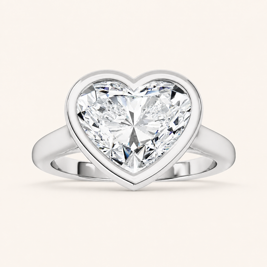 3CT Heart Cut Lab Grown Diamond Bezel Set Ring