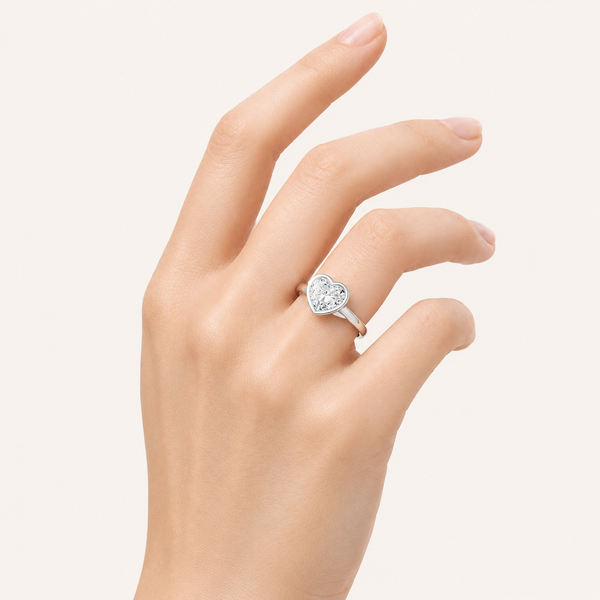 3CT Heart Cut Lab Grown Diamond Bezel Set Ring