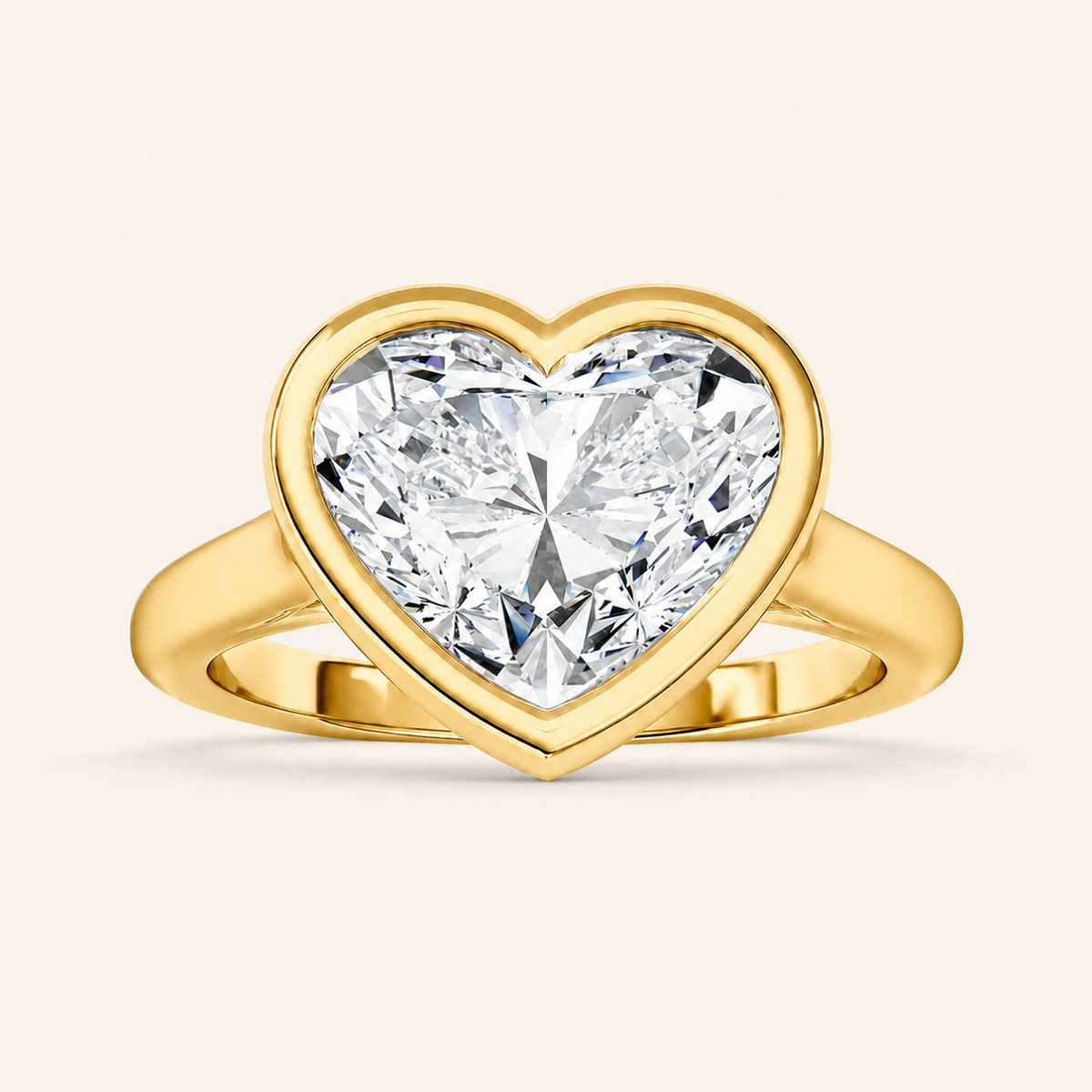 3CT Heart Cut Lab Grown Diamond Bezel Set Ring