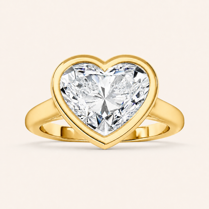 3CT Heart Cut Lab Grown Diamond Bezel Set Ring