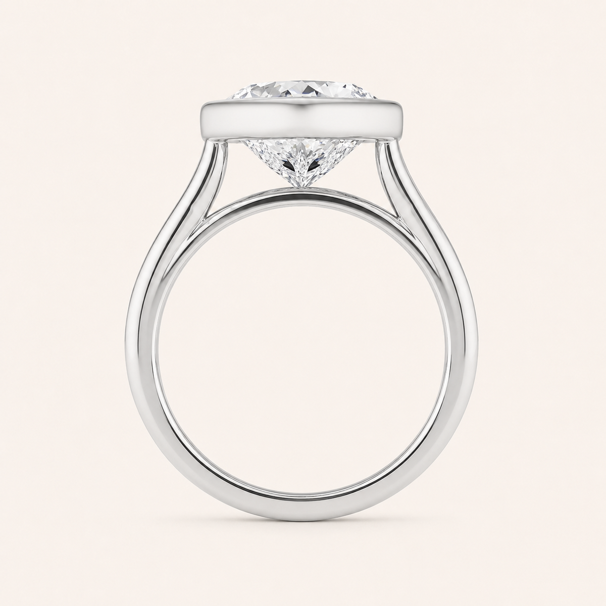 3CT Heart Cut Lab Grown Diamond Bezel Set Ring