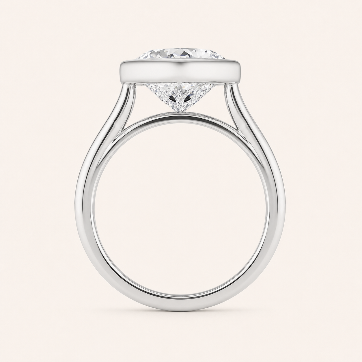 3CT Heart Cut Lab Grown Diamond Bezel Set Ring