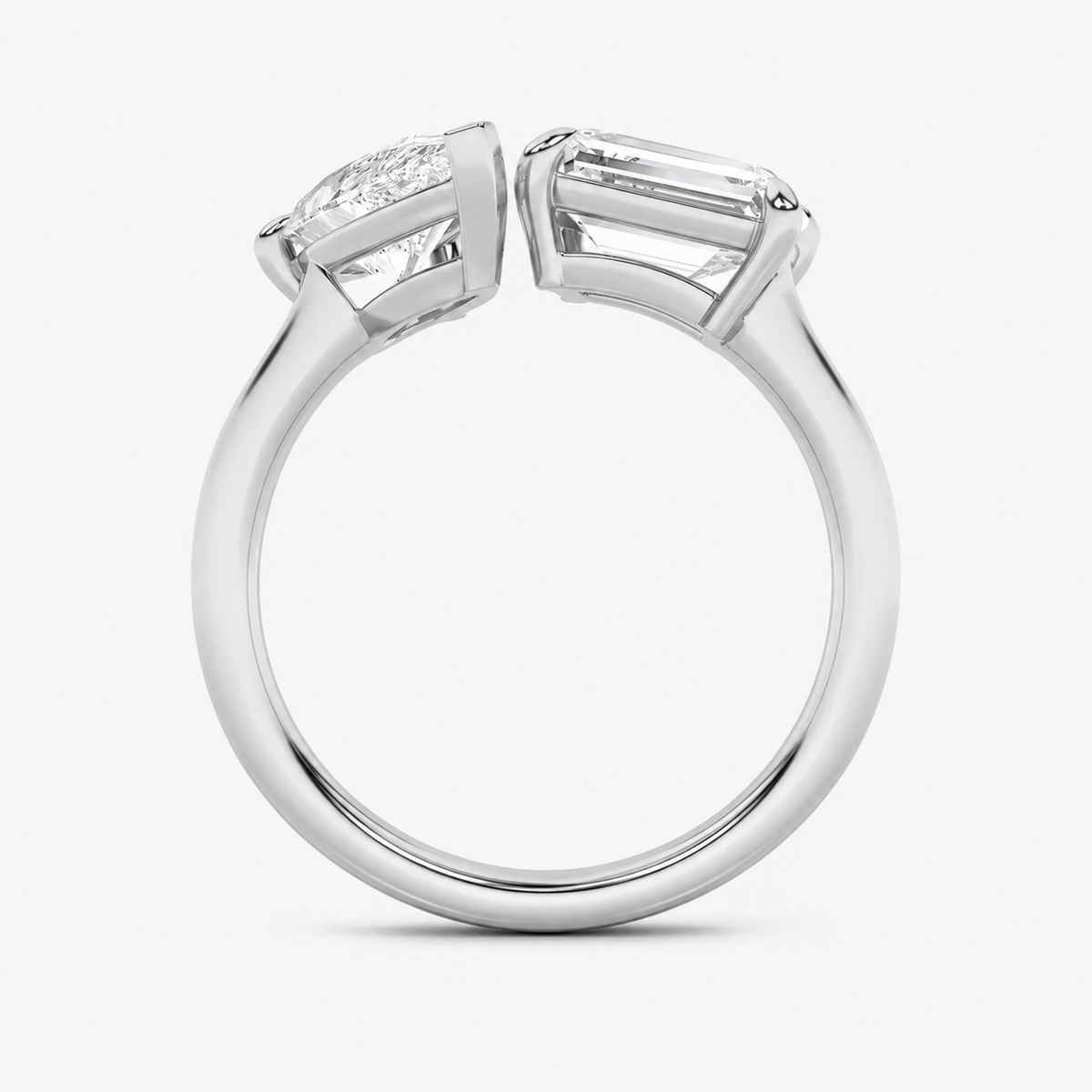 3.00 CT Emerald Cut  And Pear CutLab Grown Diamond Toi et Moi Ring