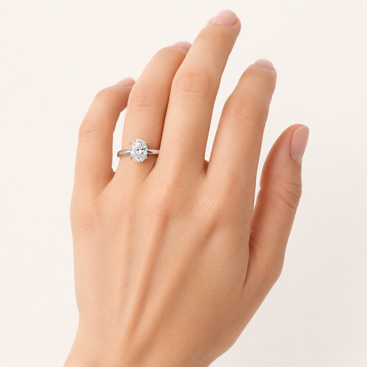 2.00 CT Oval Cut Lab Grown Diamond Petite Shank Solitaire Ring