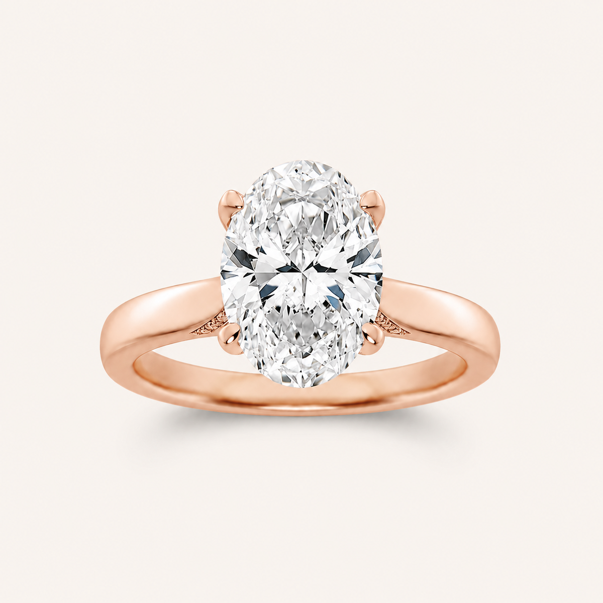 2.00 CT Oval Cut Lab Grown Diamond Petite Shank Solitaire Ring