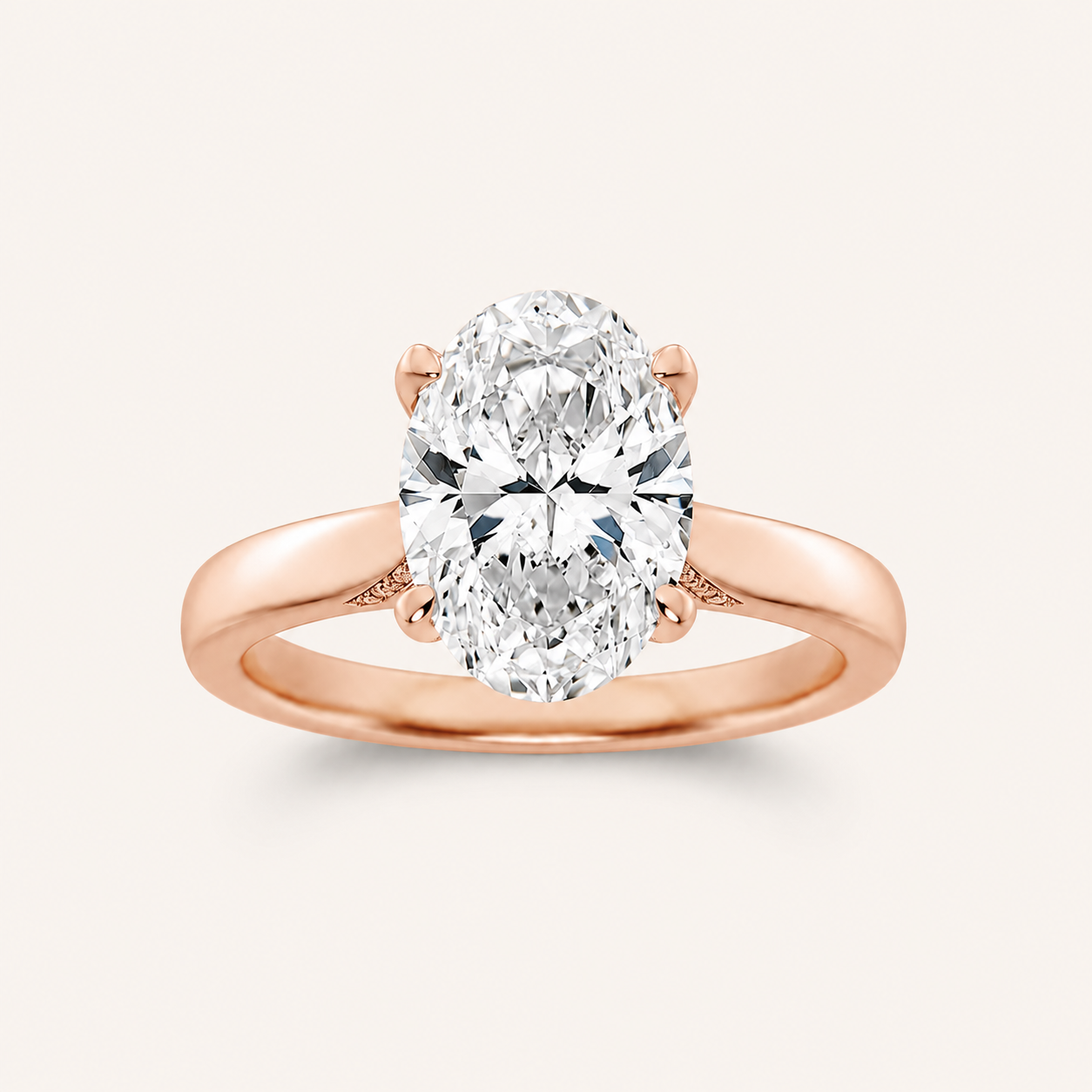 2.00 CT Oval Cut Lab Grown Diamond Petite Shank Solitaire Ring