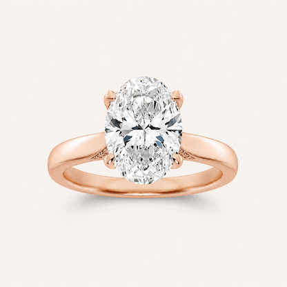 2.00 CT Oval Cut Lab Grown Diamond Petite Shank Solitaire Ring