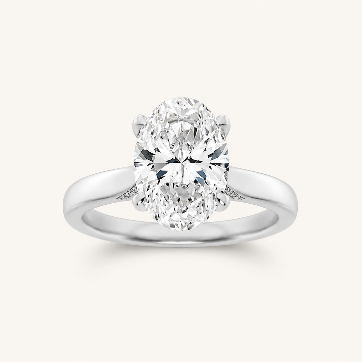 2.00 CT Oval Cut Lab Grown Diamond Petite Shank Solitaire Ring