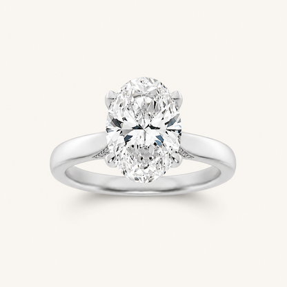 2.00 CT Oval Cut Lab Grown Diamond Petite Shank Solitaire Ring