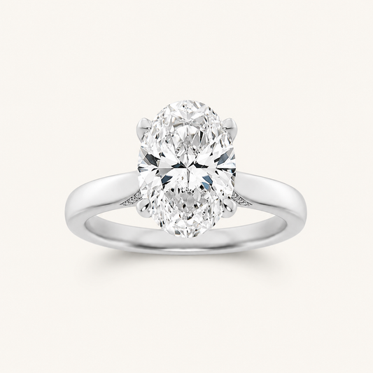 2.00 CT Oval Cut Lab Grown Diamond Petite Shank Solitaire Ring