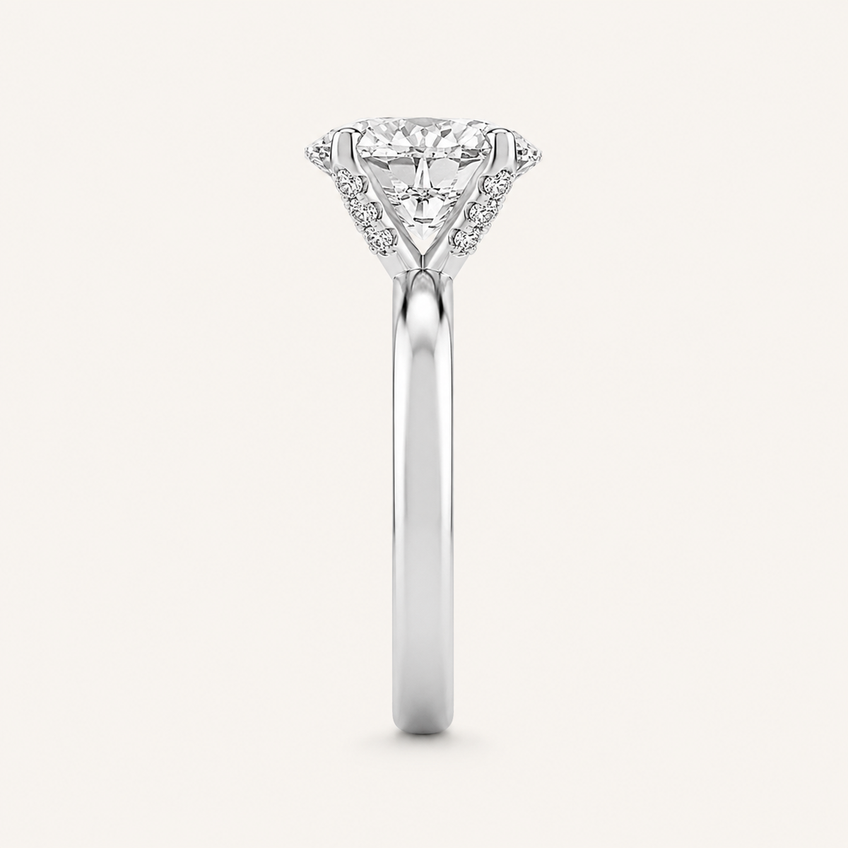 2.00 CT Oval Cut Lab Grown Diamond Petite Shank Solitaire Ring