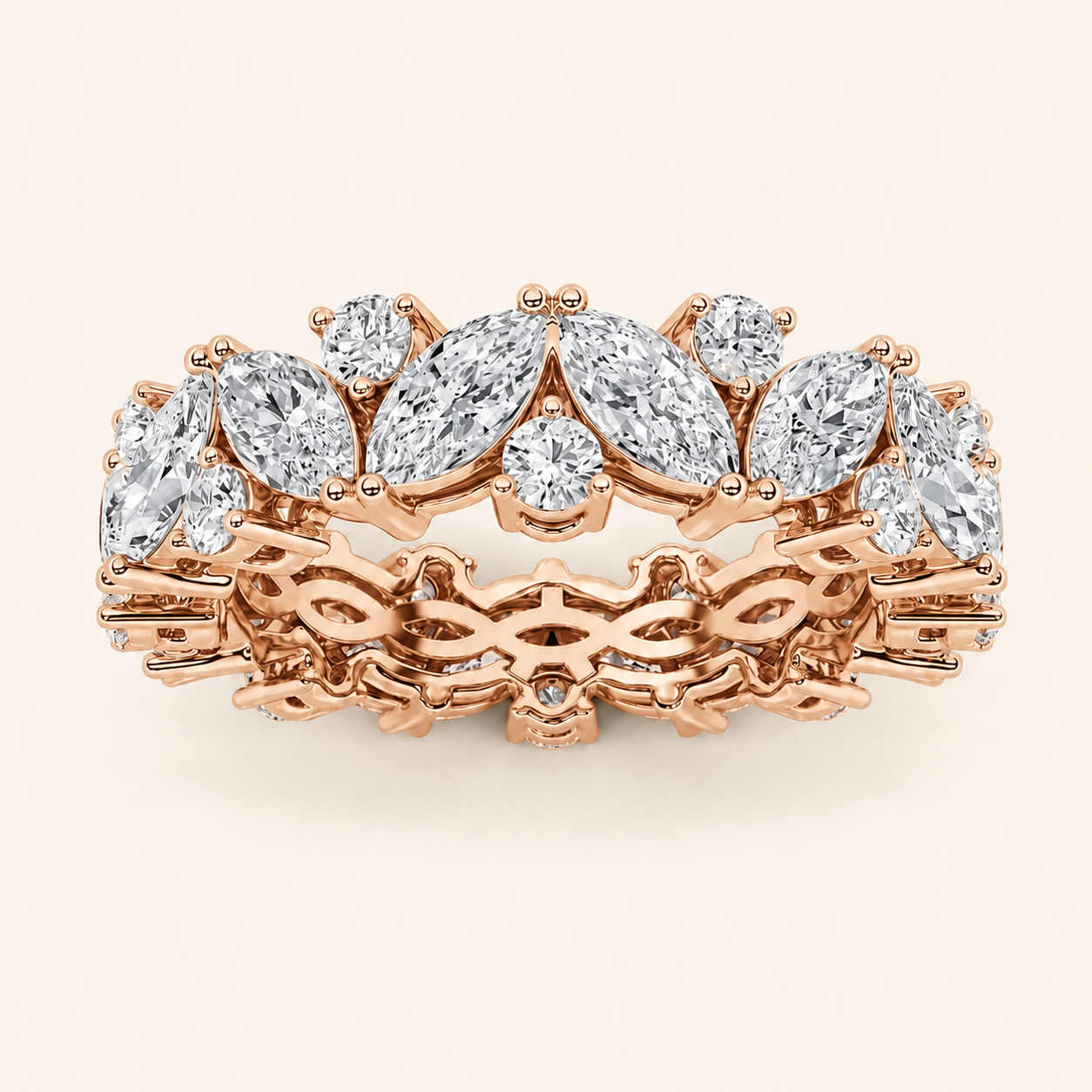 3CT Marquise Cut Lab Grown Diamond Eternity Ring