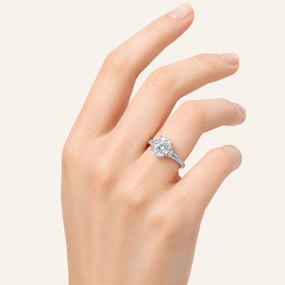 4CT Round Cut Lab Grown Diamond Split Shank Trellis Engagement Ring