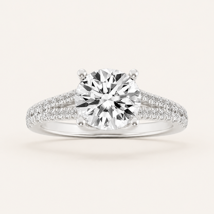 4CT Round Cut Lab Grown Diamond Split Shank Trellis Engagement Ring
