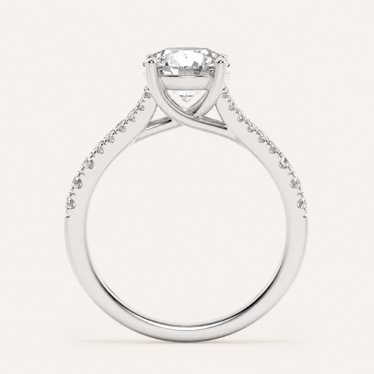 4CT Round Cut Lab Grown Diamond Split Shank Trellis Engagement Ring