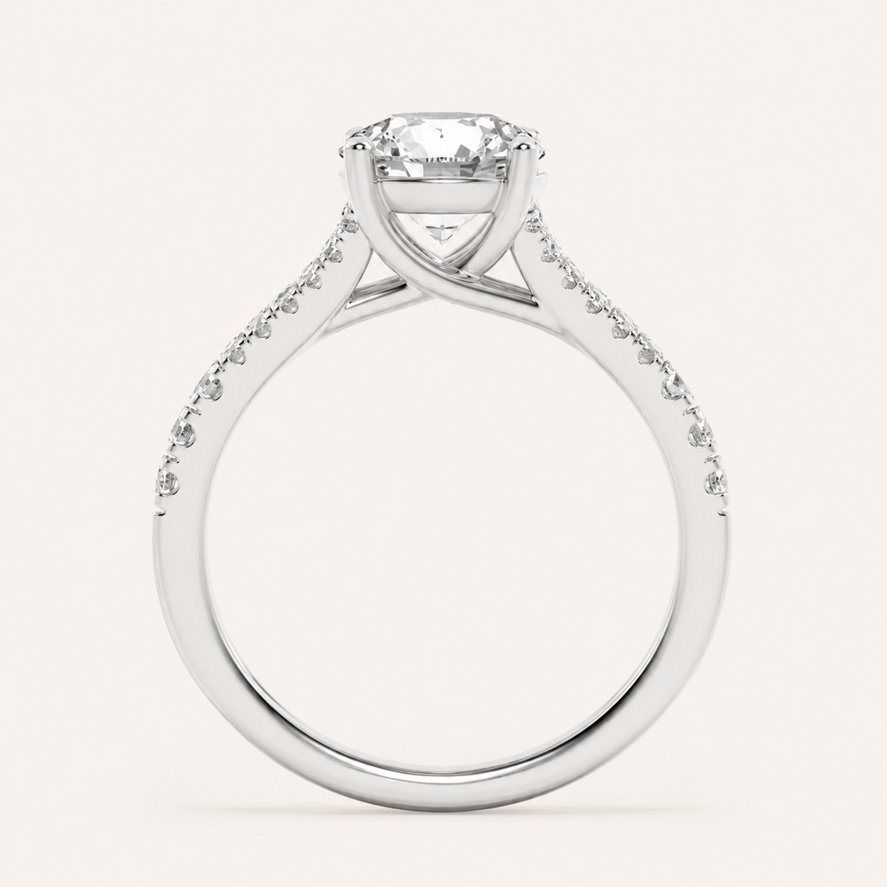4CT Round Cut Lab Grown Diamond Split Shank Trellis Engagement Ring