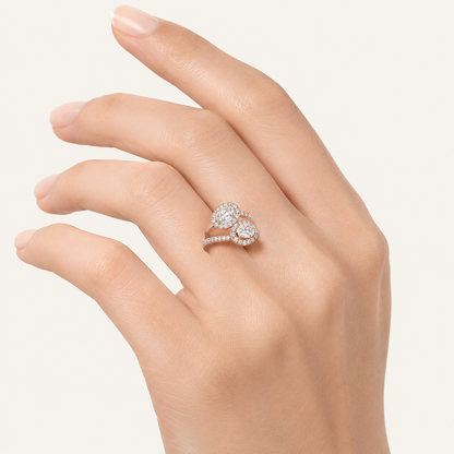 1.00 CT Oval Cut Lab Grown Diamond Accented Toi et Moi Ring