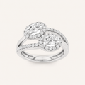 1.00 CT Oval Cut Lab Grown Diamond Accented Toi et Moi Ring