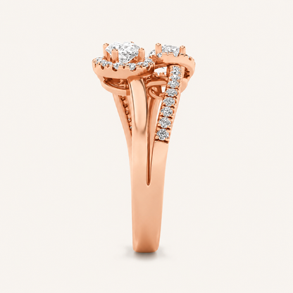 1.00 CT Oval Cut Lab Grown Diamond Accented Toi et Moi Ring