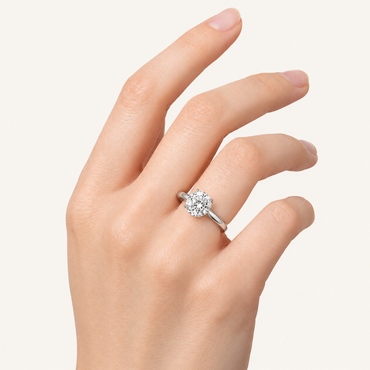 2.00 Ct Round Cut Lab Grown Diamond Cathedral Shank Solitaire Ring