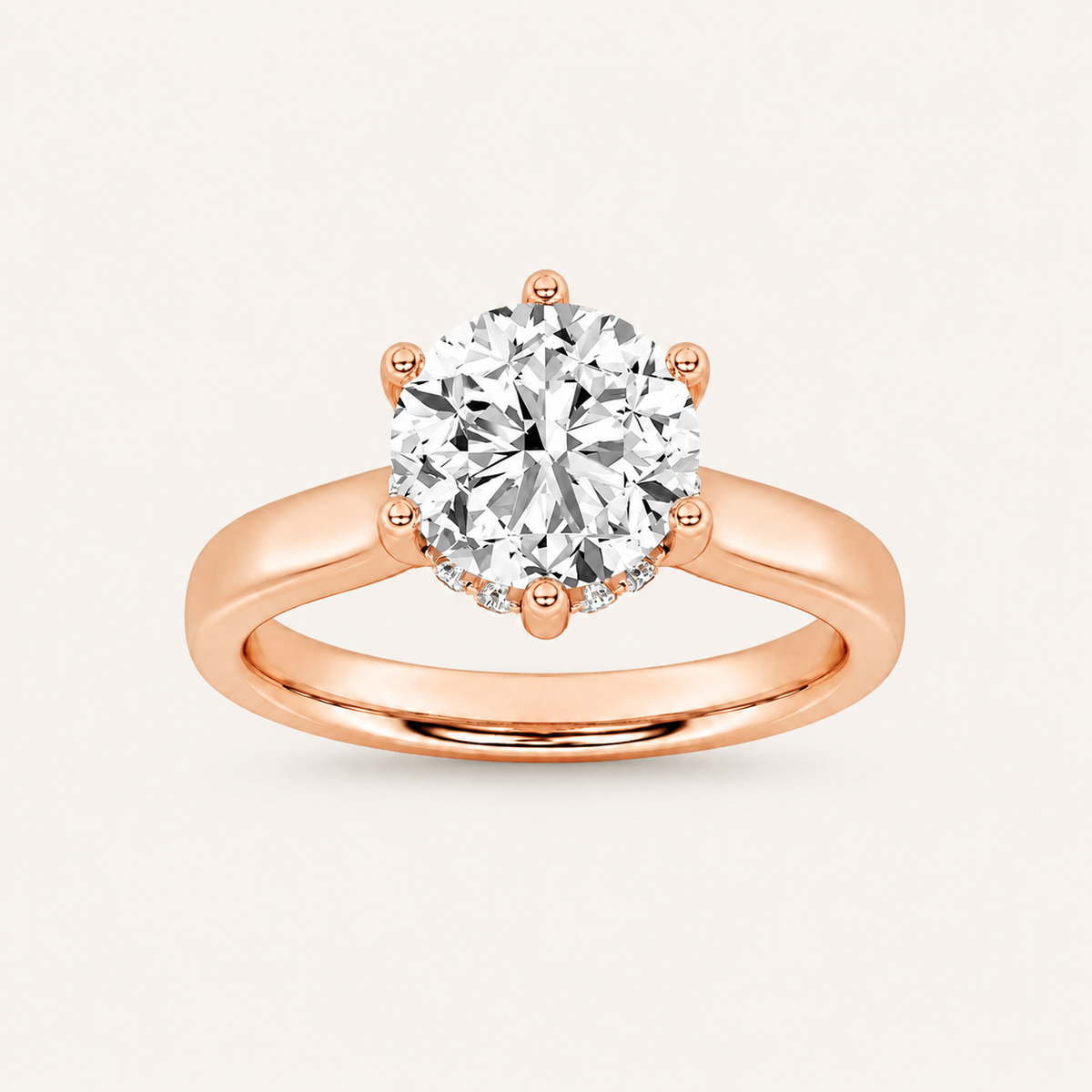 2.00 Ct Round Cut Lab Grown Diamond Cathedral Shank Solitaire Ring