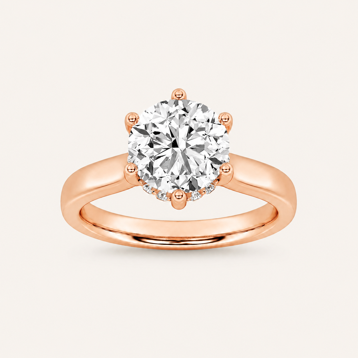 2.00 Ct Round Cut Lab Grown Diamond Cathedral Shank Solitaire Ring