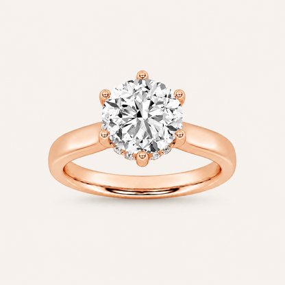 2.00 Ct Round Cut Lab Grown Diamond Cathedral Shank Solitaire Ring