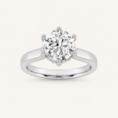 2.00 Ct Round Cut Lab Grown Diamond Cathedral Shank Solitaire Ring