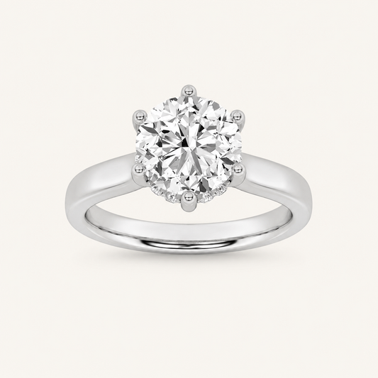 2.00 Ct Round Cut Lab Grown Diamond Cathedral Shank Solitaire Ring