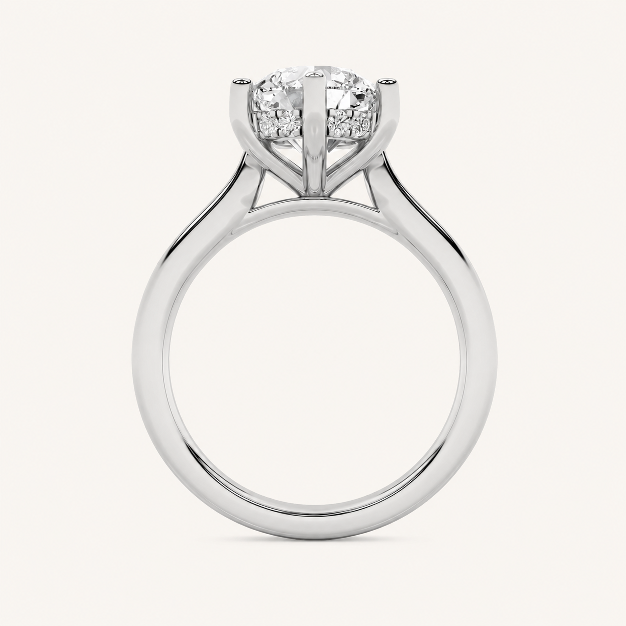 2.00 Ct Round Cut Lab Grown Diamond Cathedral Shank Solitaire Ring
