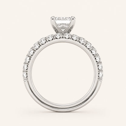 2CT Radiant Cut Lab Grown Diamond Classic Accented Bridal Set