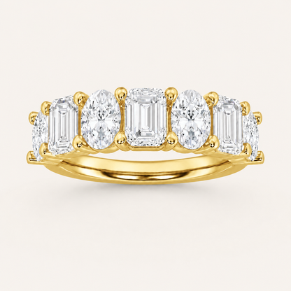 3.00 CT Emerald And Oval Cut Lab Grown Diamond Seven Stone Band Ring