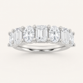 3.00 CT Emerald And Oval Cut Lab Grown Diamond Seven Stone Band Ring
