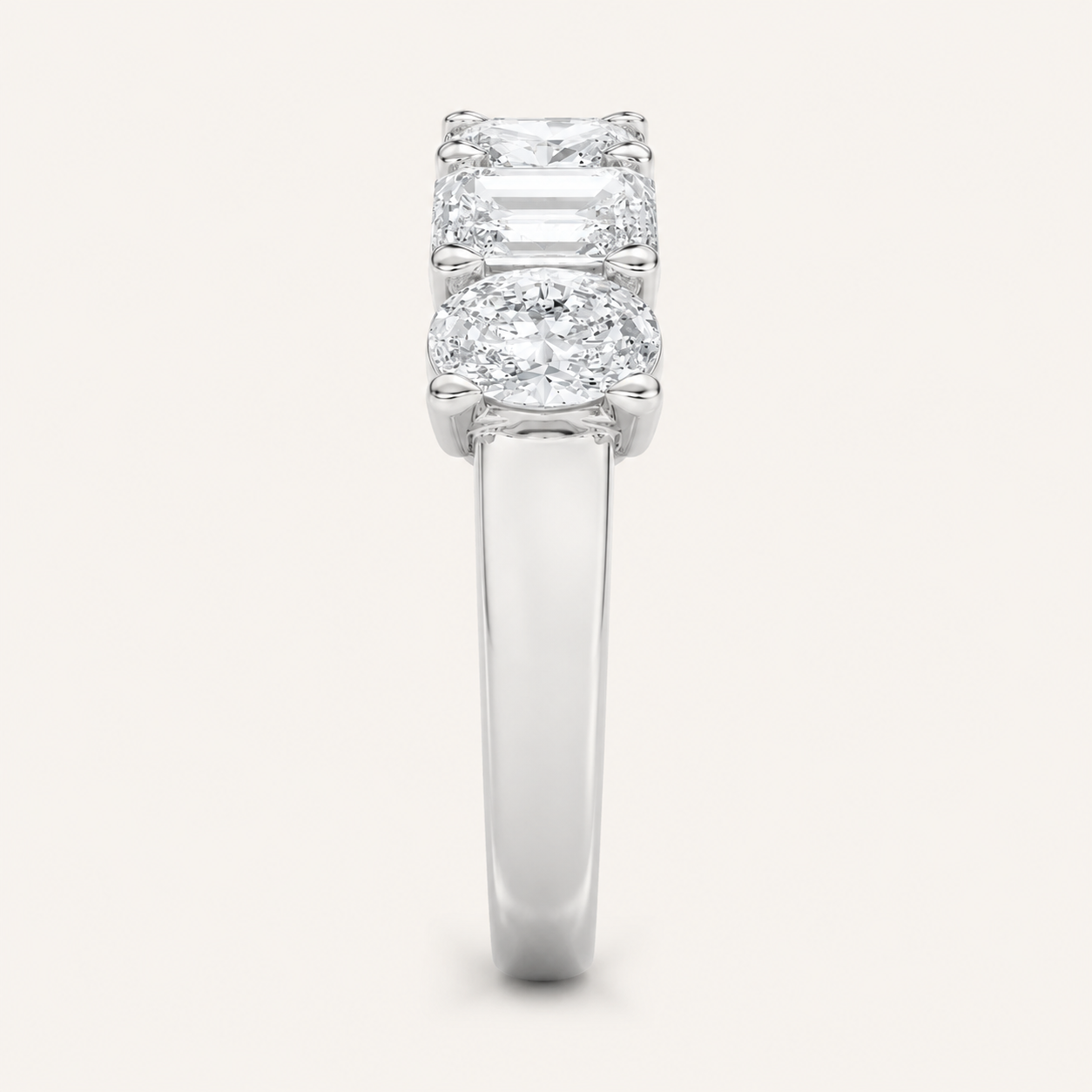 3.00 CT Emerald And Oval Cut Lab Grown Diamond Seven Stone Band Ring