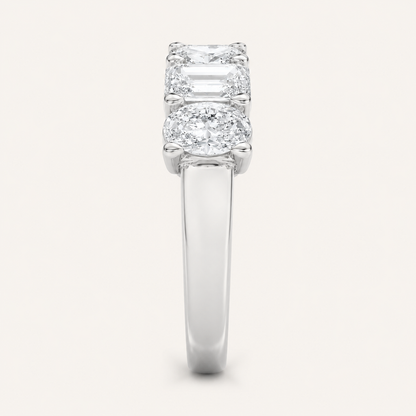 3.00 CT Emerald And Oval Cut Lab Grown Diamond Seven Stone Band Ring