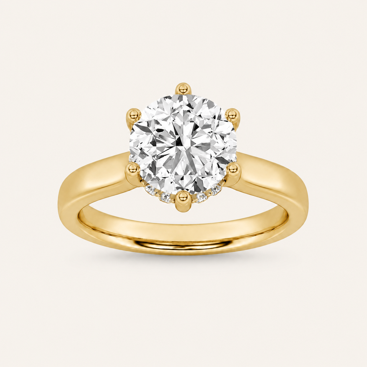 1.00 CT Round Cut Lab Grown Diamond Cathedral Shank Solitaire Ring