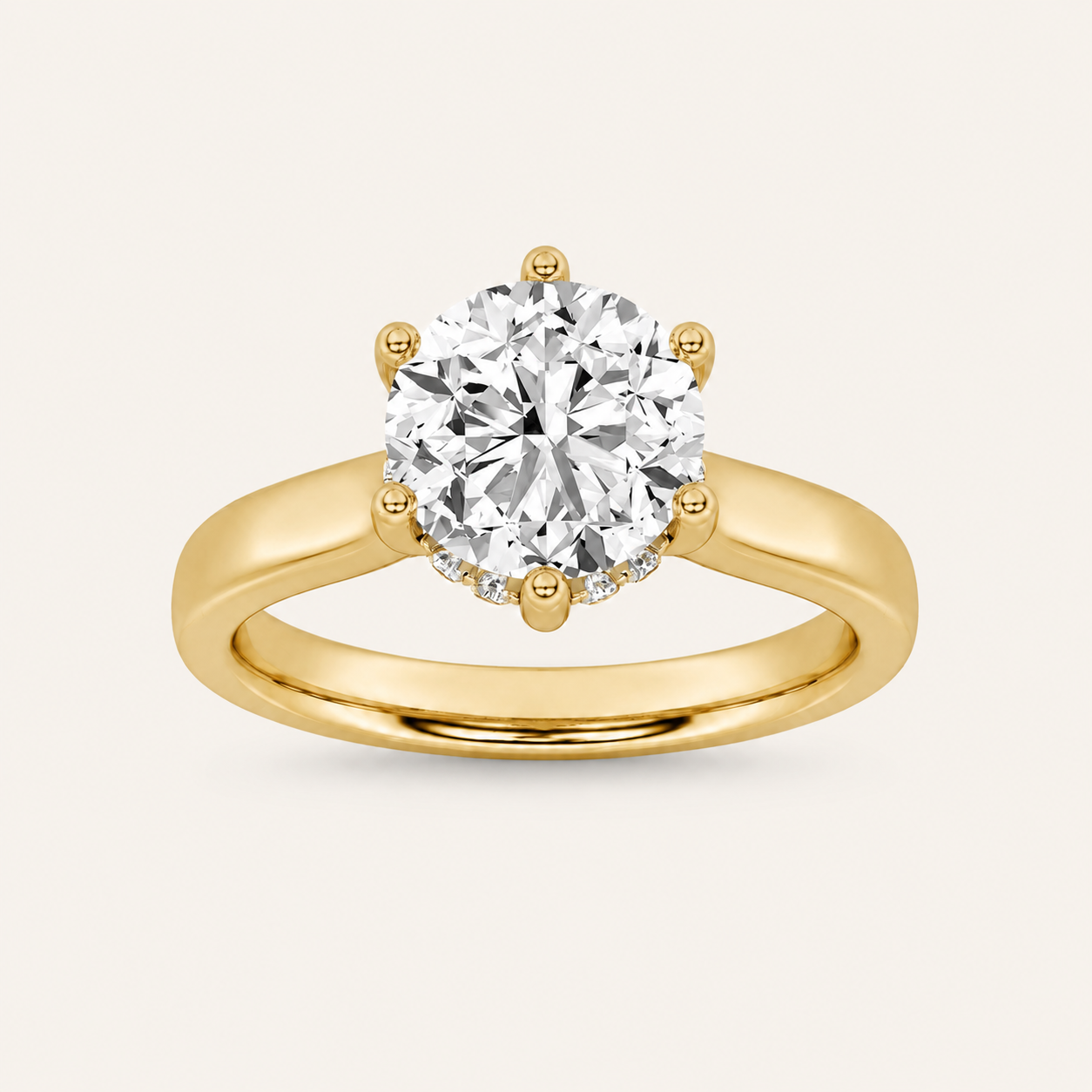 1.00 CT Round Cut Lab Grown Diamond Cathedral Shank Solitaire Ring