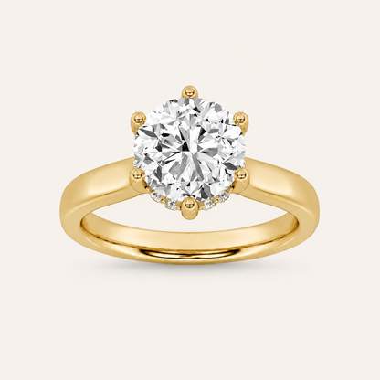 1.00 CT Round Cut Lab Grown Diamond Cathedral Shank Solitaire Ring