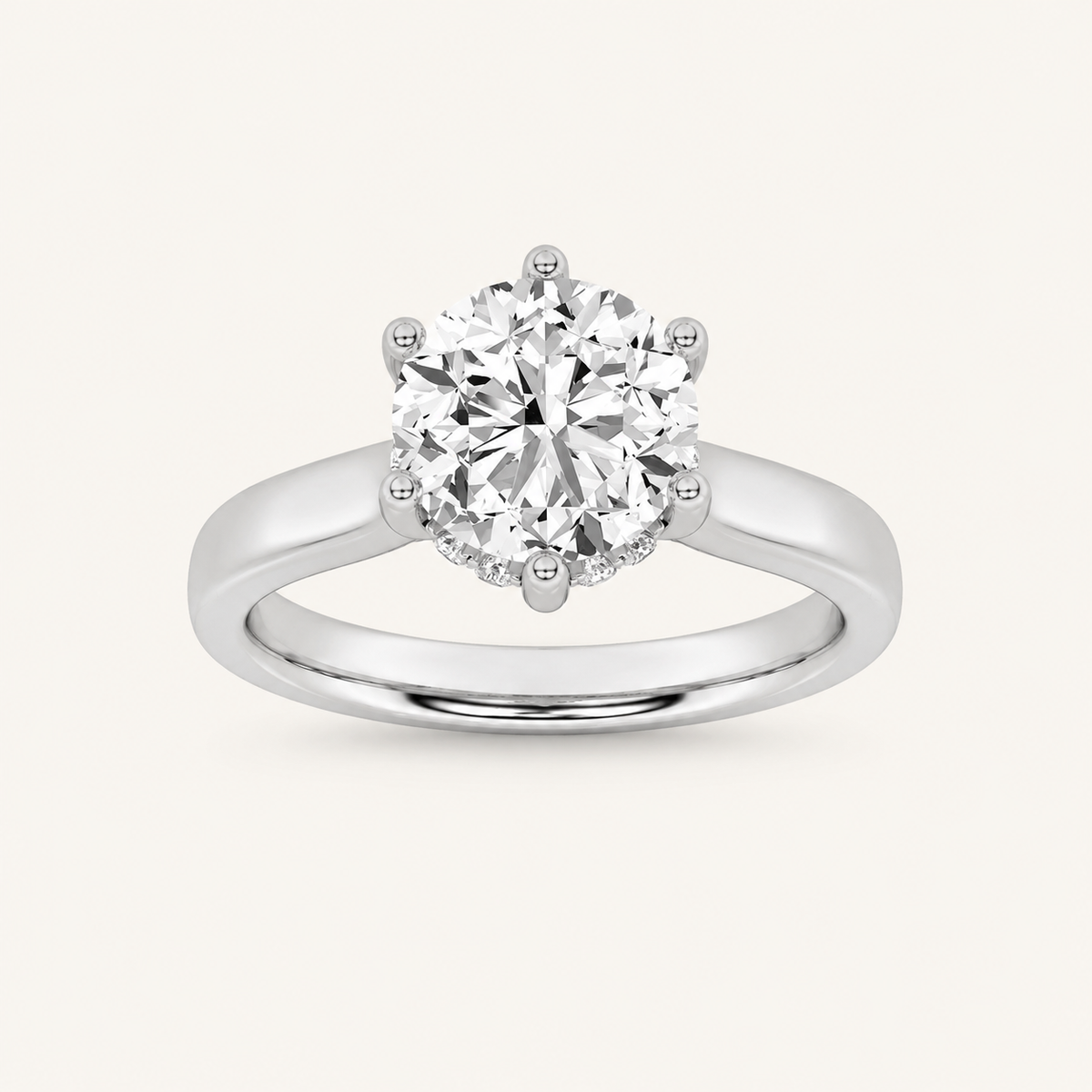 1.00 CT Round Cut Lab Grown Diamond Cathedral Shank Solitaire Ring